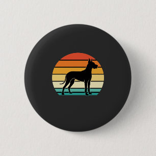 Great Dane Retro Zonsondergang Honden Silhouet Ronde Button 5,7 Cm