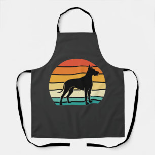 Great Dane Retro Zonsondergang Honden Silhouet Schort