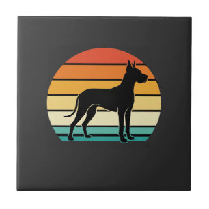 Great Dane Retro Zonsondergang Honden Silhouet Tegeltje