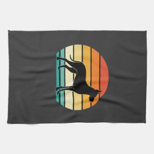Great Dane Retro Zonsondergang Honden Silhouet Theedoek