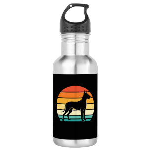 Great Dane Retro Zonsondergang Honden Silhouet Waterfles