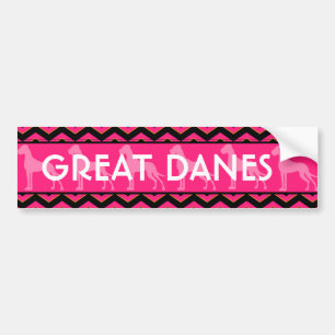 Great Dane roze zwarte silhouetten Art Nouveau Bumpersticker