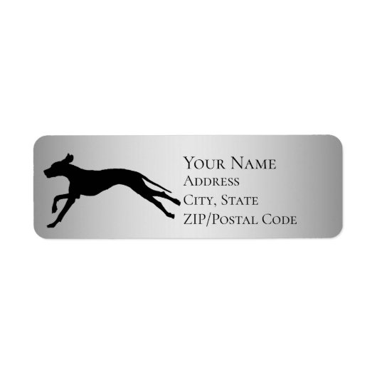 Great Dane Runing Silhouette Return-adres Etiket (Voorkant)