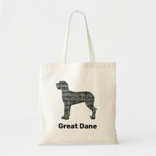 Great Dane Silhouette Yellow & Black Grid-Canvas t Tote Bag