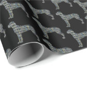 Great Dane Silhouette Yellow & Black Grid Wrapping Cadeaupapier (Rol Hoek)