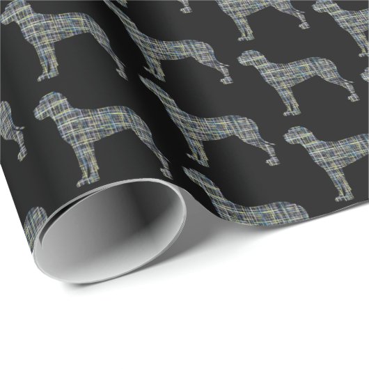 Great Dane Silhouette Yellow & Black Grid Wrapping Cadeaupapier (Rol Hoek)