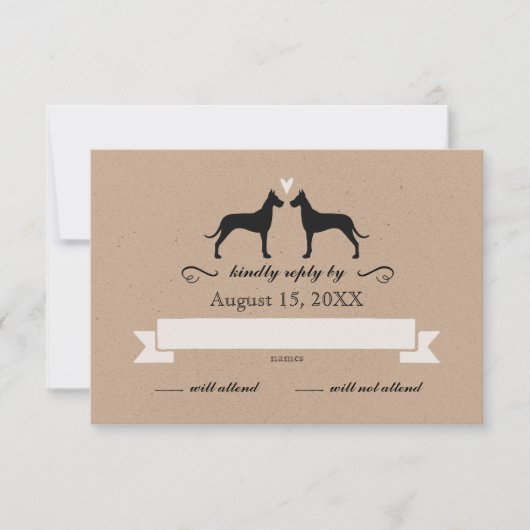 Great Dane Silhouettes Mariage RSVP Réponse (Devant)