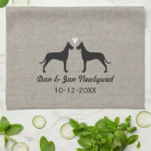 Great Dane Silhouettes met Heart Passen getrouwd C Theedoek (Gevouwen)