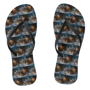 Great Dane Sneeuw Slede Kerst Decoratie Teenslippers