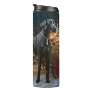 Great Dane Sneeuw Slede Kerst Decoratie Thermosbeker
