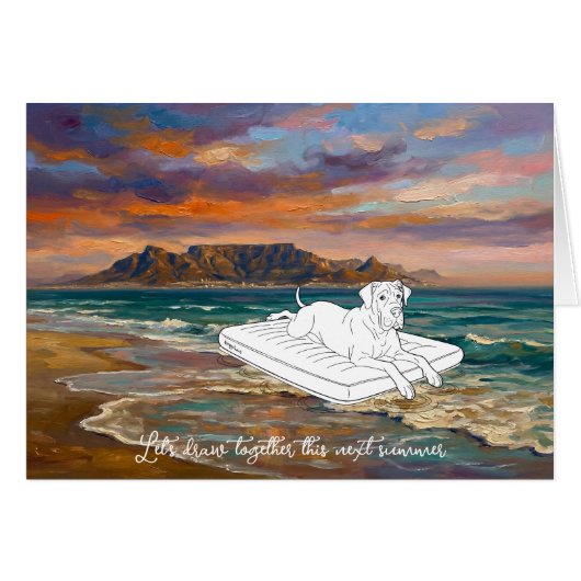 Great Dane Summer mode coloring card  (Devant Horizontal)