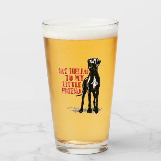 Great Dane Vriend Funny Bier Glas (Voorkant gevuld)