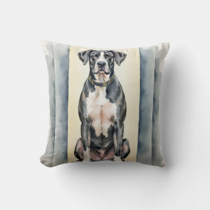 Great Dane-waterverf verticale paneel kunst Kussen