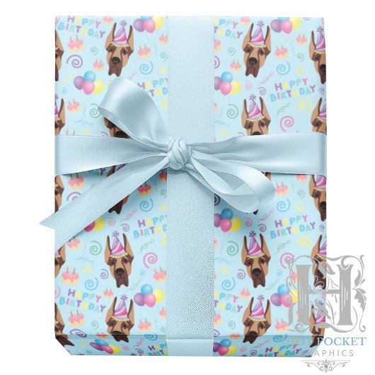 Great Dane Wrapping Paper in Blue Cadeaupapier
