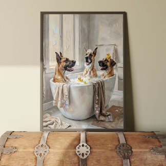 Great Danes Bathroom Tub Poster Art Print