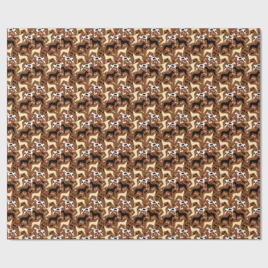 Great Danes Brown Pattern Cadeaupapier (Vlak)