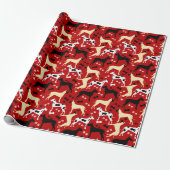 Great Danes Red Pattern Wrapping Paper Cadeaupapier (Uitgerold)