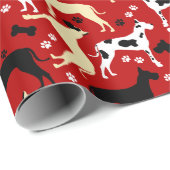 Great Danes Red Pattern Wrapping Paper Cadeaupapier (Rol Hoek)