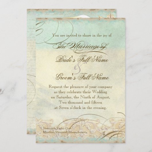 Great Egret Coastal Beach - Faire-part de mariage (Devant / Derrière)