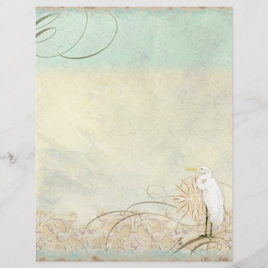 Great Egret Coastal Beach - Monogrammen Stationery (Voorkant)