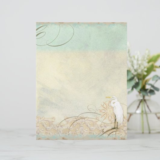 Great Egret Coastal Beach - Papeterie Monogramme (Debout devant)