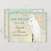 Great Egret Coastal Beach - Save the Date Briefkaa Aankondigingskaart (Voorkant / Achterkant)