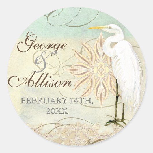 Great Egret Coastal Beach - Sticker Mariage (Devant)