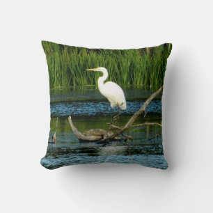 Great Egret Pose Pillow Kussen