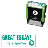 "GREAT ESSAY!" + Leraar Naam Rubber Stempel (In situ)