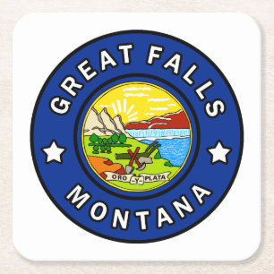 Great Falls Montana Vierkante Kartonnen Onderzetter