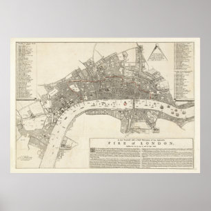 Great Fire of London Map (1666) Poster