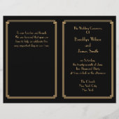 Great Gatsby Art Déco Black Gold Wedding Programme (Devant)