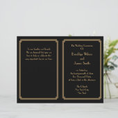 Great Gatsby Art Déco Black Gold Wedding Programme (Debout devant)