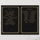 Great Gatsby Art Déco Black Gold Wedding Programme (Dos)