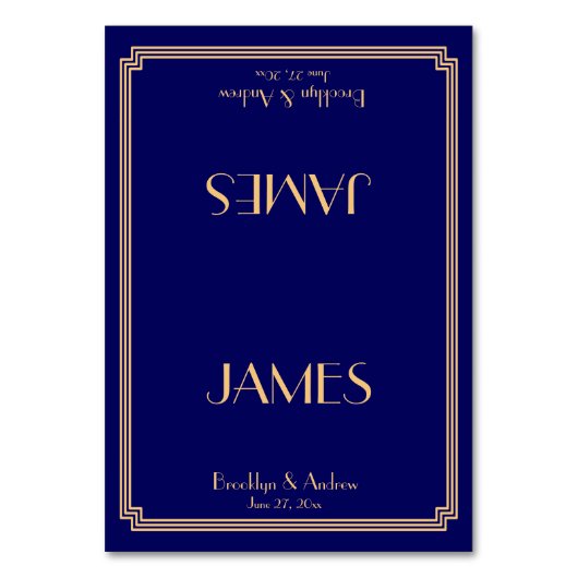 Great Gatsby Art Déco Blue Mariage Cartes de Place (Par défaut)