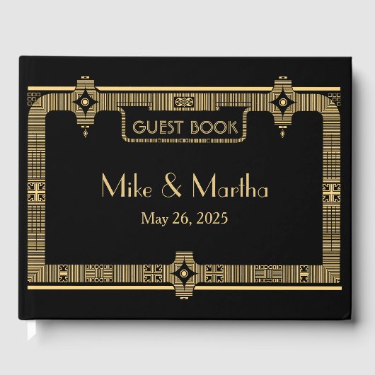  Great Gatsby Art Deco bruiloft gastenboek (Voorkant)