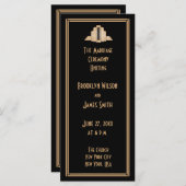 Great Gatsby Art Déco Gold Black Wedding Programme (Devant / Derrière)
