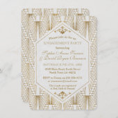 Great Gatsby Art Deco Goud Witte Verloving Feest Kaart (Voorkant / Achterkant)