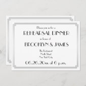 Great Gatsby Art Déco Répétition Argent Invitation (Devant / Derrière)