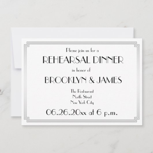 Great Gatsby Art Déco Répétition Argent Invitation (Devant)