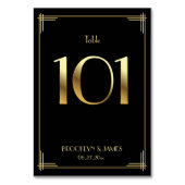 Great Gatsby Art Deco Table Number 101 Gold Black Kaart (Achterkant)