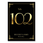 Great Gatsby Art Deco Table Number 102 Gold Black Kaart (Achterkant)