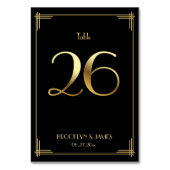 Great Gatsby Art Deco Table Number 26 Gold Black Kaart (Achterkant)