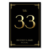 Great Gatsby Art Deco Table Number 33 Gold Black Kaart (Voorkant)