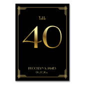 Great Gatsby Art Deco Table Number 40 Gold Black Kaart (Voorkant)