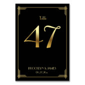 Great Gatsby Art Deco Table Number 47 Gold Black Kaart (Voorkant)
