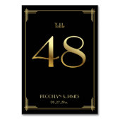 Great Gatsby Art Deco Table Number 48 Gold Black Kaart (Achterkant)