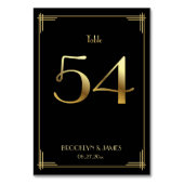 Great Gatsby Art Deco Table Number 54 Gold Black Kaart (Achterkant)