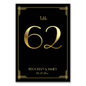 Great Gatsby Art Deco Table Number 62 Gold Black Kaart (Voorkant)