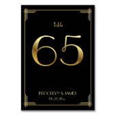 Great Gatsby Art Deco Table Number 65 Gold Black Kaart (Achterkant)